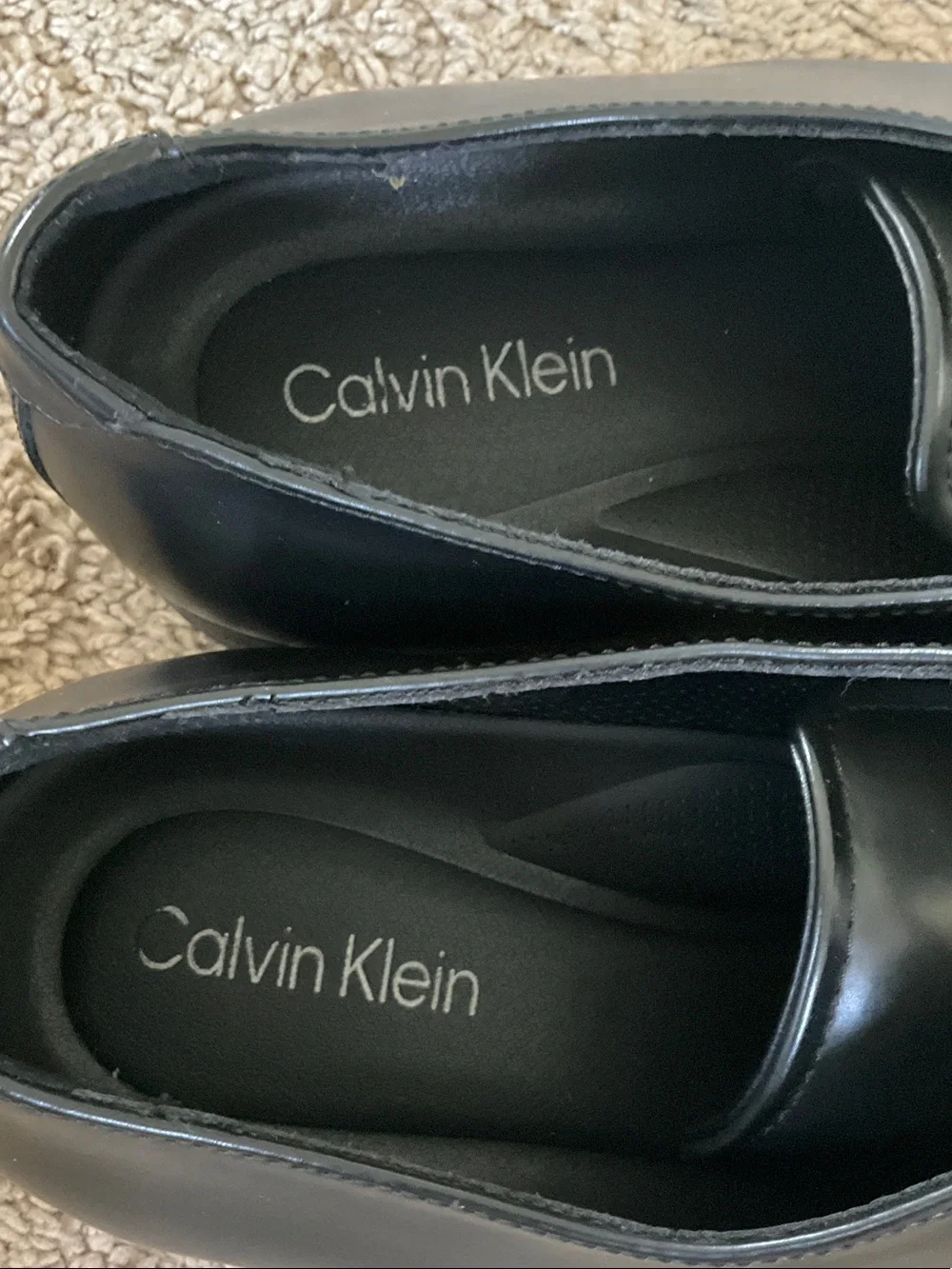 Calvin Klein Black Leather Square-Toe Derby Shoes